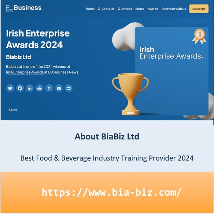 Irish Enterprise Award - Best Food & Beverage Industry Training Provider 2024